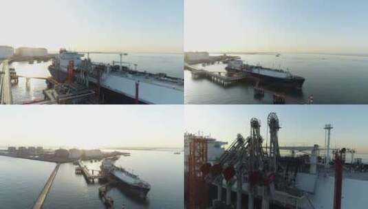LNG液化天然气船停靠卸气高清在线视频素材下载