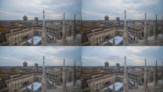 延时素材4K高清意大利米兰大教堂塔顶高清在线视频素材下载