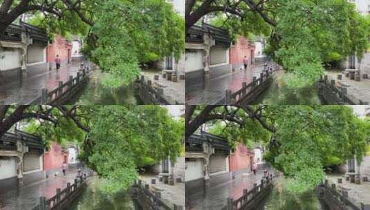 济南于家桥景观，小桥流水酷似江南风貌高清在线视频素材下载