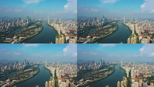 广州城市蓝天航拍高清在线视频素材下载