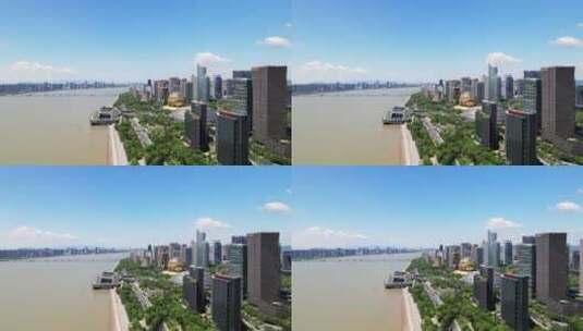航拍杭州钱江新城现代都市风光高清在线视频素材下载