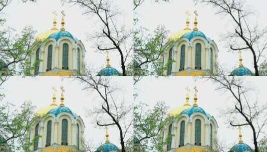 靓丽的鹅黄色教堂高清在线视频素材下载