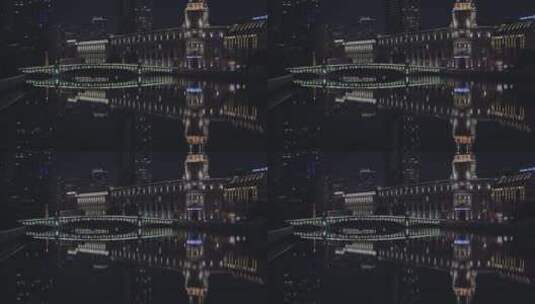 上海四川路桥梁灯光秀与苏州河城市生态美景高清在线视频素材下载