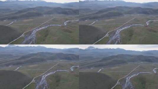 四川省甘孜州塔公草原塔雅拉雪山航拍高清在线视频素材下载