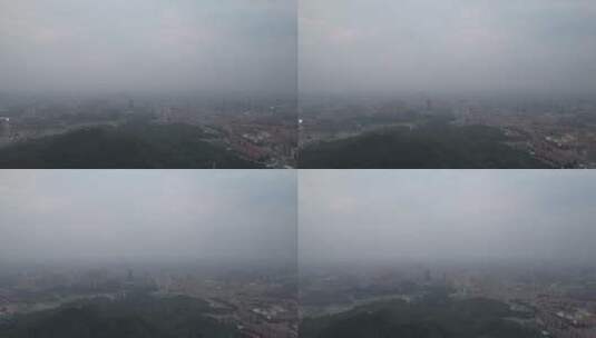 雾霾中的山地航拍高清在线视频素材下载