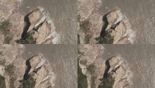 中国浙江台州海岸边的岩石高清在线视频素材下载