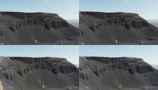 内蒙乌兰察布火山口焦糊火山航拍视频高清在线视频素材下载