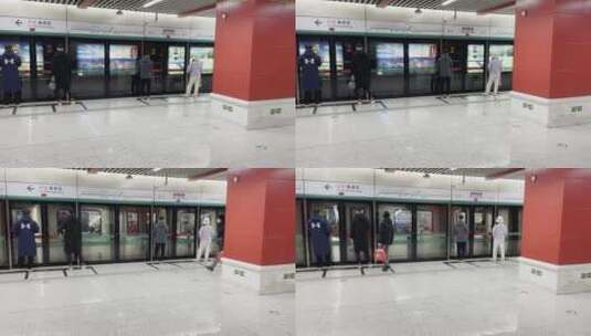 北京 地铁 进站  行驶 开门 南锣鼓巷高清在线视频素材下载