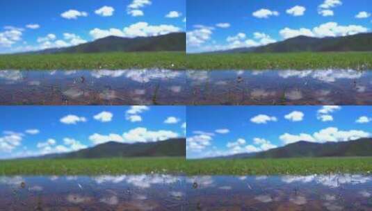 雨过又天晴的草原水洼高清在线视频素材下载