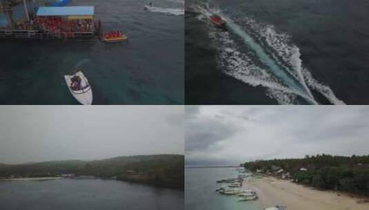 4K高清航拍-巴厘岛鸡蛋岛水上游玩项目高清在线视频素材下载