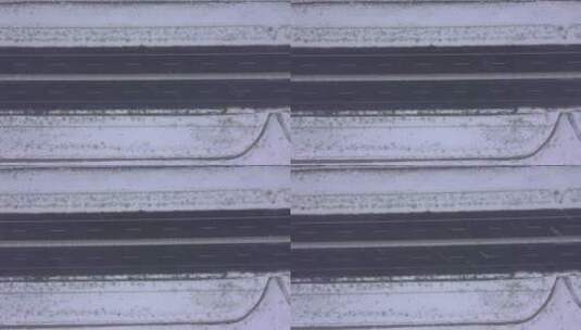 俯拍高速公路风雪高清在线视频素材下载