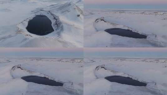 4K航拍冰岛冰川河流冬天户外雪景河流湖泊高清在线视频素材下载