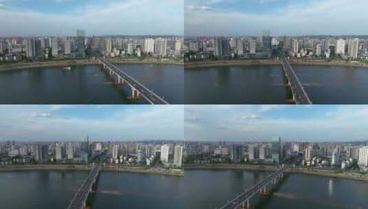4K航拍株洲城市全景 株洲大桥高清在线视频素材下载