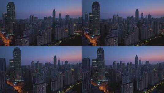 凌晨上海城市航拍高清在线视频素材下载
