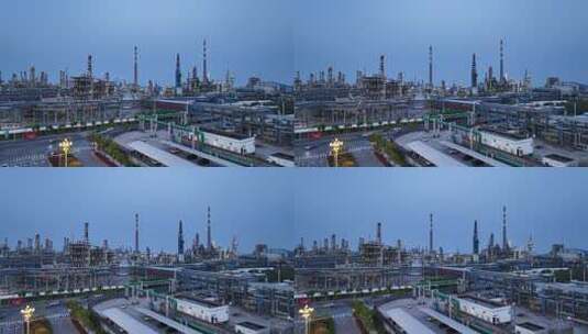 石油化工厂炼化厂夜景航拍高清在线视频素材下载