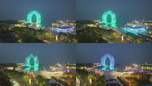 浙江湖州月亮酒店航拍高清在线视频素材下载