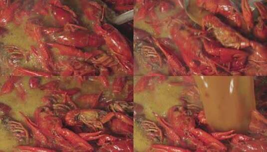 大众美食油焖小龙虾烹饪制作高清在线视频素材下载