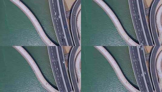 4k 航拍厦门海岸线演武大桥道路桥梁特写高清在线视频素材下载