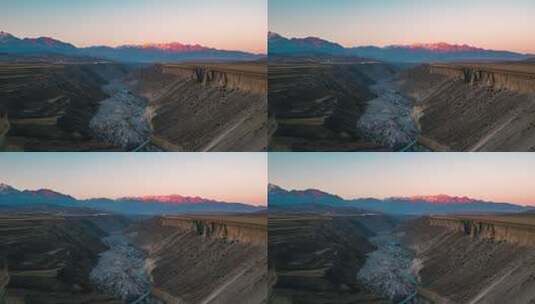 新疆安集海大峡谷悬崖航拍陡峭地貌山脉裂谷高清在线视频素材下载