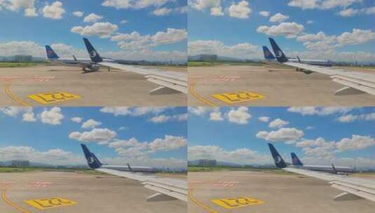 福建厦门高崎国际机场飞机跑道上起降的航班高清在线视频素材下载