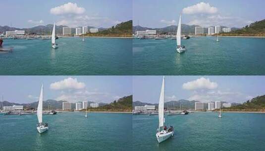 帆船出海比赛出海穿过镜头高清在线视频素材下载