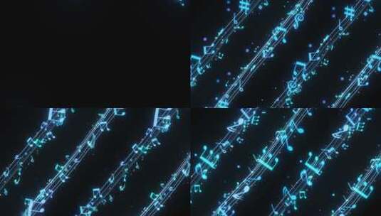 【透明通道】蓝色乐符线条高清在线视频素材下载