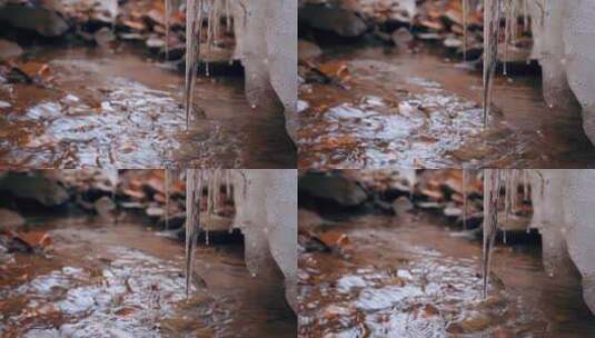 冰雪融化溪流高清在线视频素材下载