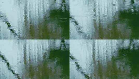 雨中湖面雨滴水面涟漪特写高清在线视频素材下载