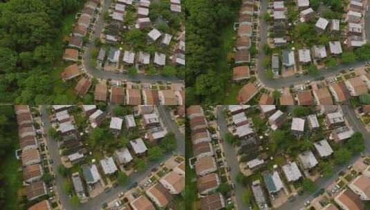 美国邻里的鸟瞰图拍摄，郊区。房地产，无人机拍摄，俯视图高清在线视频素材下载