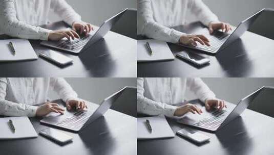 职业女性在办公室用笔记本电脑工作高清在线视频素材下载