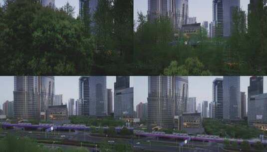 上海城市摩天大楼写字楼航拍高清在线视频素材下载