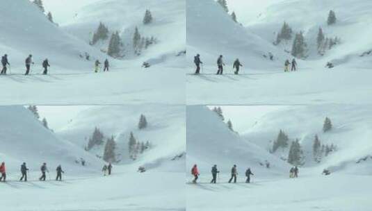 在山里滑雪旅行高清在线视频素材下载