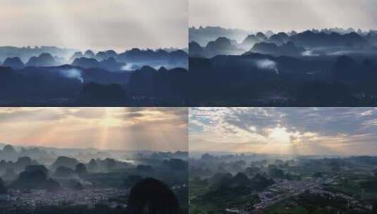 【桂林山水合集】震撼金光夕阳下的桂林高清在线视频素材下载