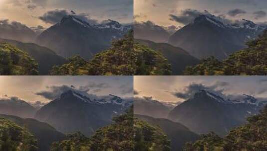 延时摄影 松柏松树雪山 自然景观高清在线视频素材下载