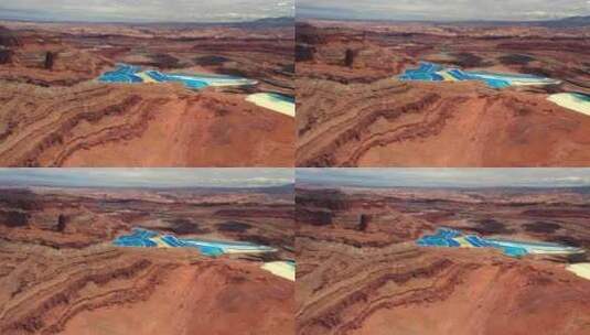 犹他州摩押钾矿白天的鸟瞰图——无人机拍摄高清在线视频素材下载