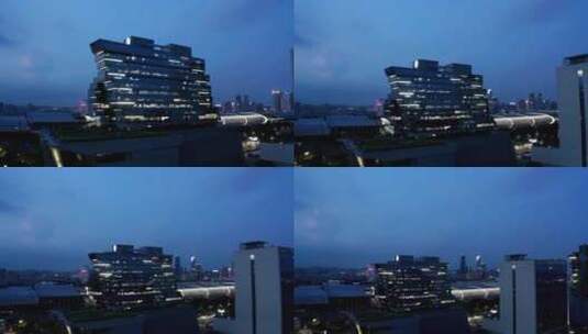广州新港东南丰汇夜景航拍高清在线视频素材下载