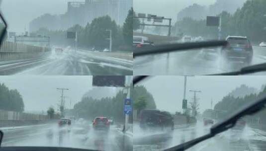 下雨天行车车窗视角雨刷器高清在线视频素材下载