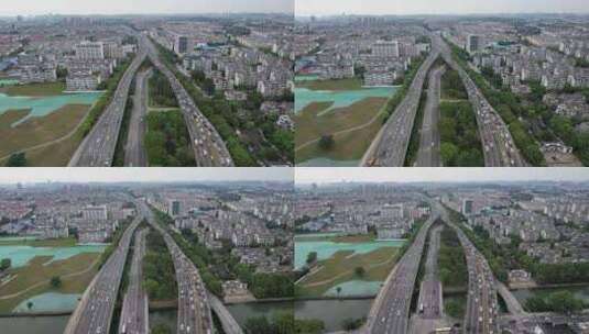 江苏苏州城市交通高架桥航拍高清在线视频素材下载