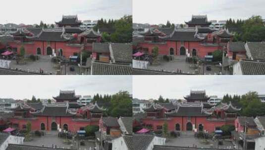 上海枫泾古镇（施王庙）旅游景区旅游4K航拍高清在线视频素材下载