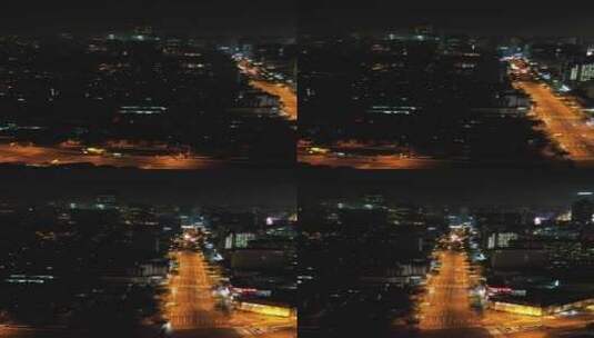 城市夜景灯光竖屏航拍高清在线视频素材下载