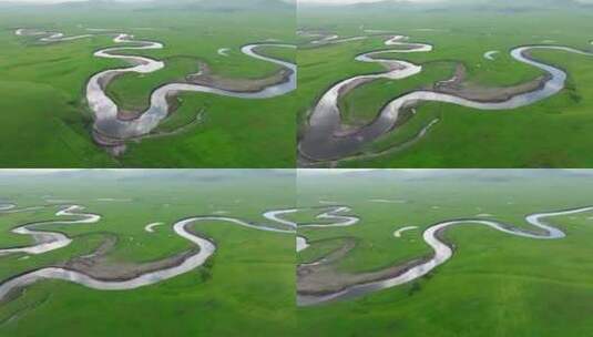 呼伦贝尔大草原上的川流高清在线视频素材下载