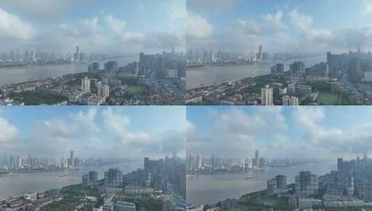 武汉城市风光航拍南岸嘴江滩公园长江风景高清在线视频素材下载