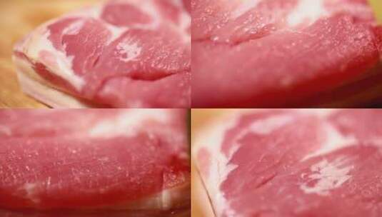 新鲜食材大肉猪肉特写实拍视频素材高清在线视频素材下载