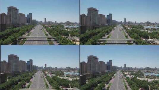 山东济南城市交通经十路车辆行驶航拍高清在线视频素材下载