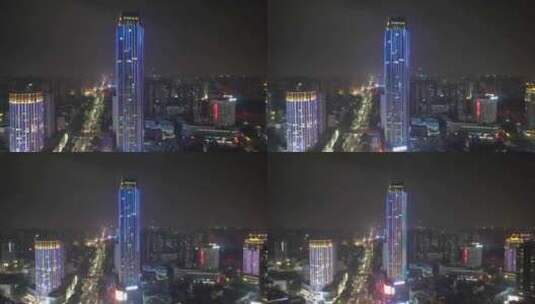 南宁城市夜景交通航拍高清在线视频素材下载