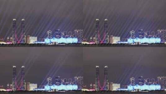 杭州亚运会开幕式灯光秀 奥体中心 杭州之门高清在线视频素材下载