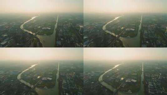 8K航拍京杭运河常州段高清在线视频素材下载