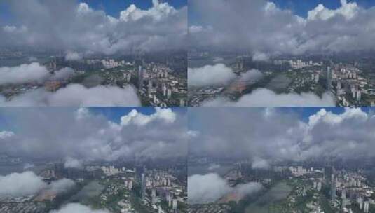 冲破云雾看建设中的深圳城市发展高清在线视频素材下载