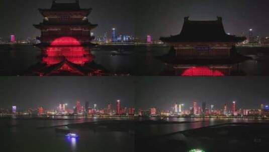 江西南昌滕王阁夜景灯光秀高清在线视频素材下载