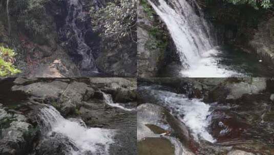 山林深处的小瀑布溪流高清在线视频素材下载